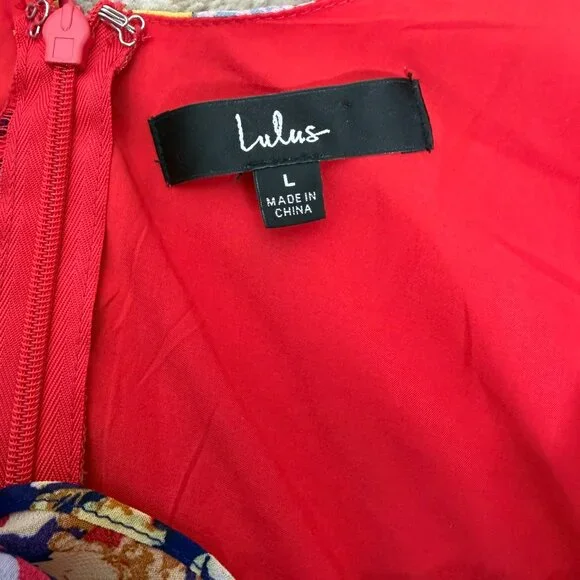 Lulus Radiant Ruby Red Floral Print Chiffon Maxi Dress Size L Worn Once - Picture 8 of 14